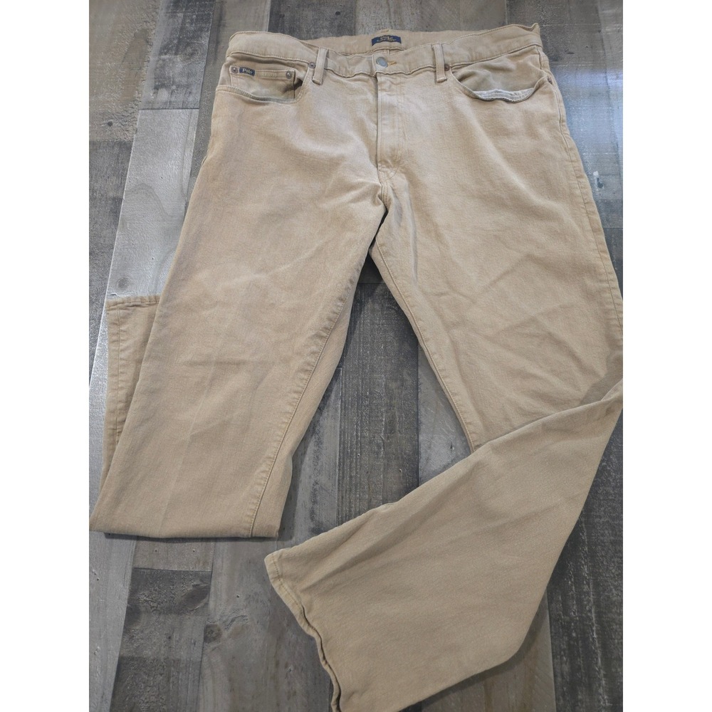 Polo Ralph Lauren Hampton Relaxed Straight Tan Khaki Jeans Mens 38x32 RN41381